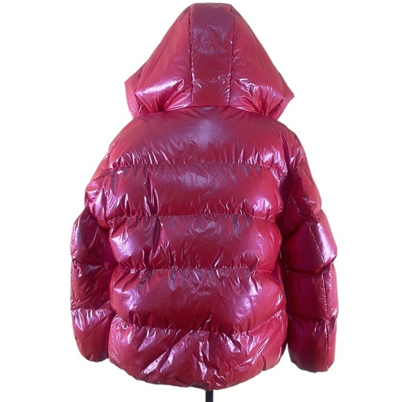 Hot pink, puffer,jacket with hood,Large, New - Picture 2 of 7